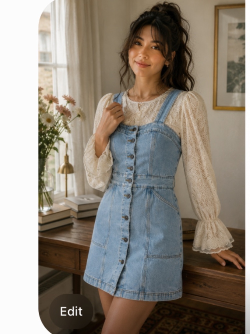 Rhythm Light Wash Denim Jean Dress with Pockets -S